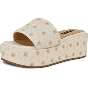 Nine West Floral Cream Platform Slides